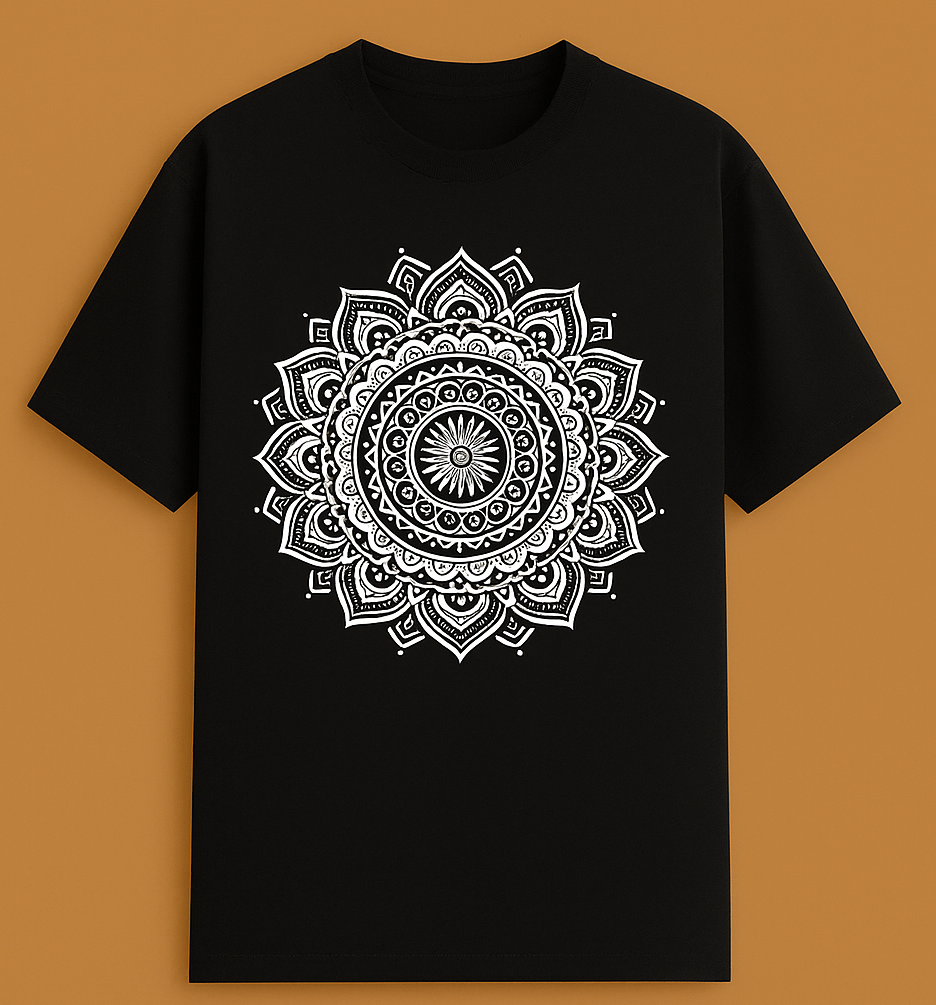 Men Black Mandala Printed T-Shirt