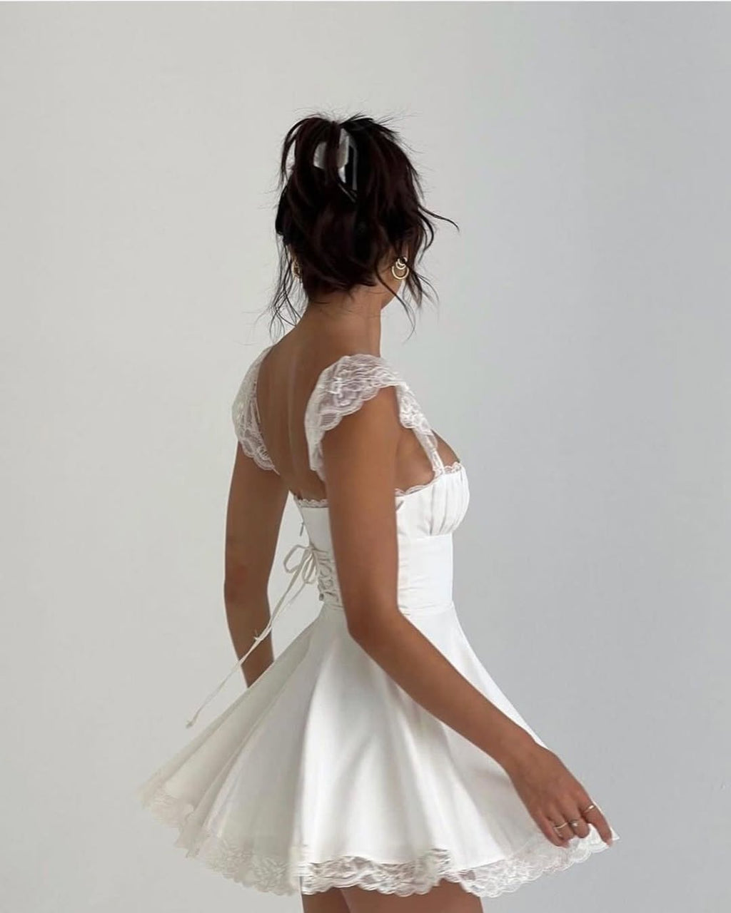 Full length white premium corset dress for women