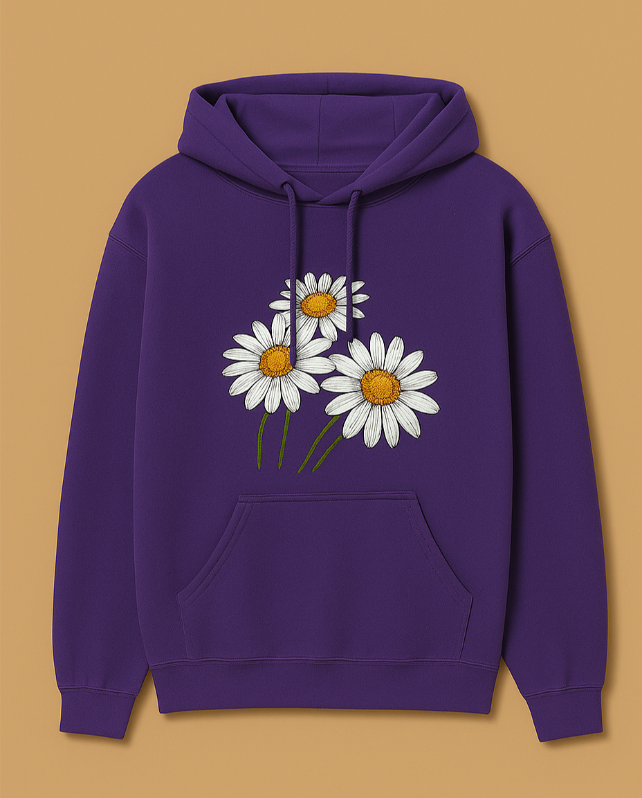 Purple Daisy Printed Hoodie